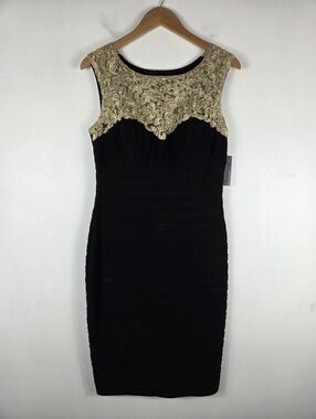 New Alex Evenings Floral Embroidered Mesh Rhinestone Pleated Mini Sheath Dress